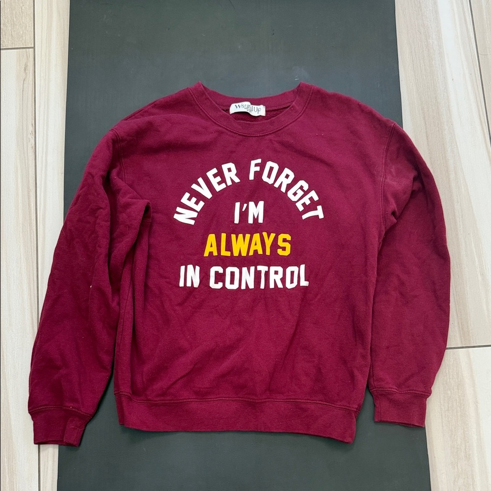 Wound Up Burgundy Graphic Crewneck Sweater